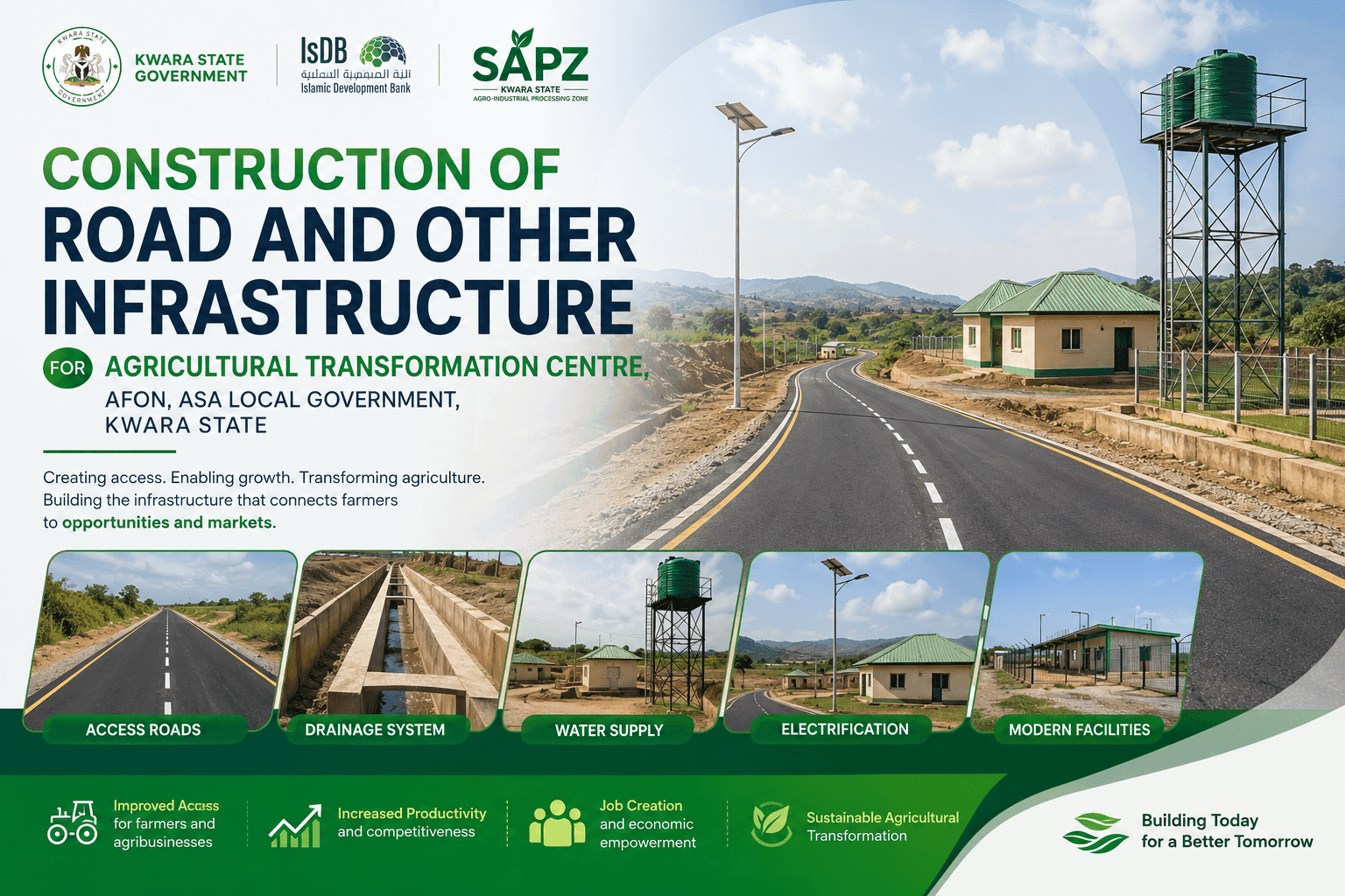  Construction of Road and Other Infrastructure for Agricultural Transformation Centre, Afon, Asa Local Government, Kwara State